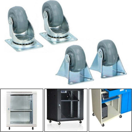 Set-4-Ruote-Girevoli-Multiuso-Per-Mobili-Carrello-5-Cm-Rotelle-In-Gomma-Grigio
