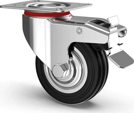 Set 4 Ruote Piroettanti Per Carichi Pesanti Girevole 360? Con Freno 125x80x100mm Fai da te/Prodotti per la costruzione/Prodotti per il trasporto materiali/Rotelle industriali/Rotelle piatte Trade Shop italia - Napoli, Commerciovirtuoso.it