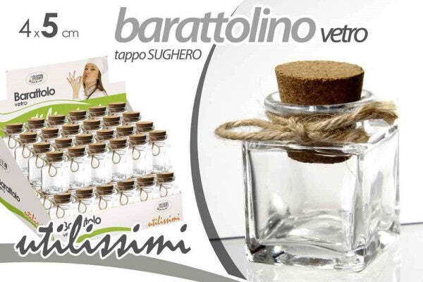 Set-48-Pz-Barattolo-Barattolino-Tappo-Sughero-Bomboniera-In-Vetro-4x5cm-715778