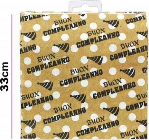 Set-48pz-Tovaglioli-Di-Carta-Feste-Scritta-Buon-Compleanno-Pois-Oro-33x33cm-Party