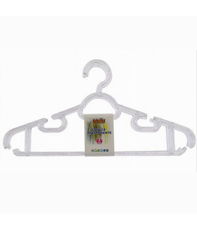 Set 4pz Grucce Stampelle Plastica Trasparente Appendiabiti Pantaloni Vestiti 87002