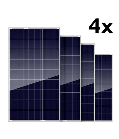 Set 4pz Pannello Per Energia Solare Fotovoltaico Policristallino 100w 18v Batteria