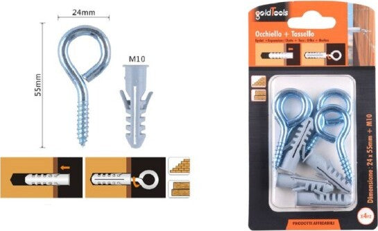 Set-4pz-Vite-A-Occhiello-Chiuso-24x55mm-+-Tasselli-Con-Alette-Tassello-M10-90728
