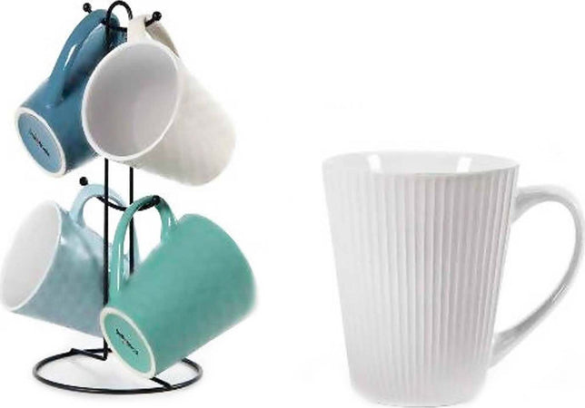 Set 4x Tazze Bellintavola Con Stand Compose' 4 Tazze X Cappuccio Te' Camomilla 360 Ml Made in Italy Tazze 4 Colori Con Manico Casa e cucina/Stoviglie/Piatti ciotole e vassoi/Tazze e piattini/Tazze da tè L’Orchidea - Siderno, Commerciovirtuoso.it