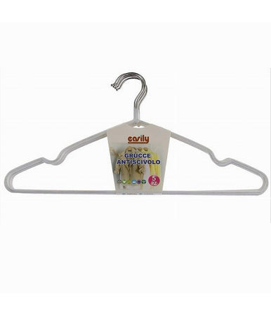 Set 5 Pz Grucce Stampelle Appendi Abiti Antiscivolo Vestiti 40 Cm Bianco 10458