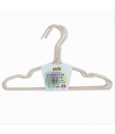 Set 5 Pz Grucce Stampelle Appendiabito In Metallo Bianco Vestiti Pantaloni 87693