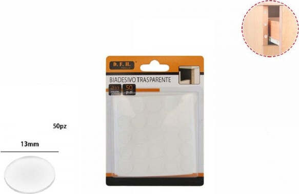 Set-50-Pezzi-Biadesivo-Trasparente-Gommino-Rotondo-Protezione-Casa-Mobili-13-Mm