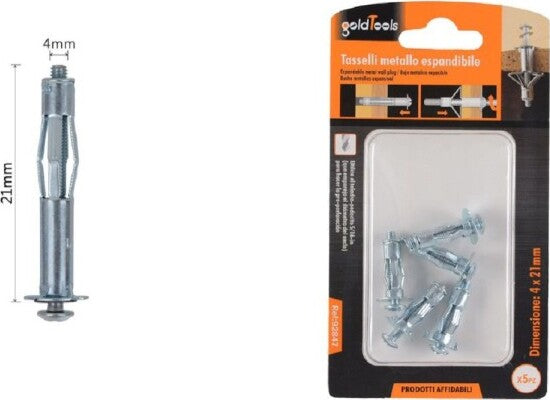Set-5pz-Tasselli-Metallici-Espandibili-Viti-A-Espansione-Stile-I-4-X-21-Mm-92847