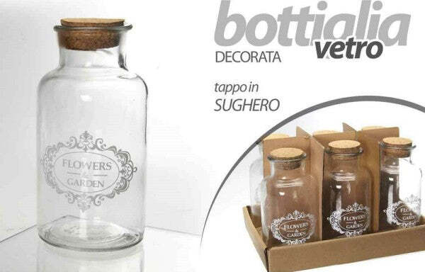 Set-6-Bottiglie-Bottiglietta-Vetro-Tappo-Sughero-Bomboniera-Flowers-250ml-742262