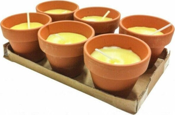 Set-6-Pezzi-Candela-Alla-Citronella-Vaso-Di-Terracotta-Coccio-Anti-Zanzare