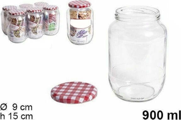 Set-6-Pezzi-Contenitore-Barattolo-In-Vetro-Con-Coperchio-Barattolini-900ml