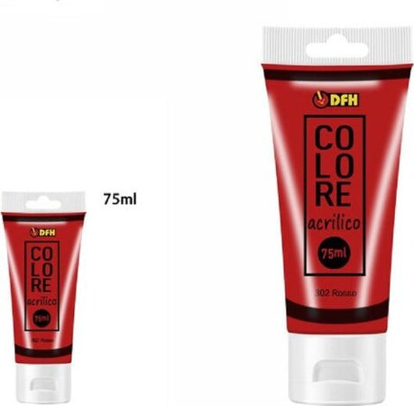 Set-6-Pezzi-Pittura-Acrilica-Vernice-Confezione-Colore-Rosso-Tubo-75ml-07491