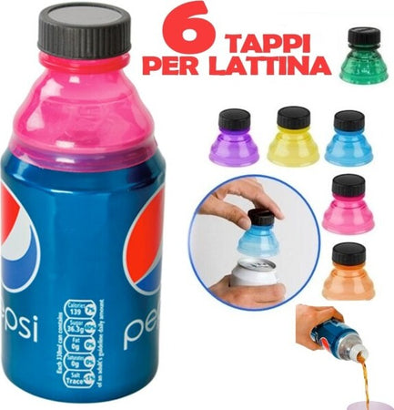 Set-6-Pezzi-Tappi-Per-Lattine-Addattatore-Lattina-In-Bottiglia-Universale-Colori