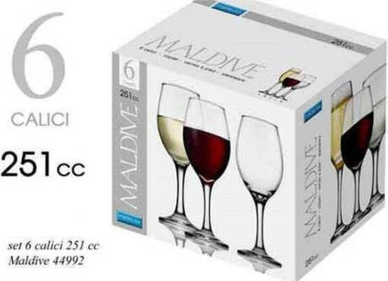 Set-6-Pz-Calici-Bicchieri-Bicchiere-Vino-Maldive-251cc-Vetro-Trasparente-570278