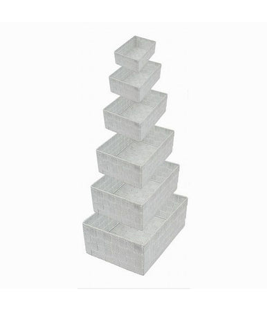 Set 6 Pz Scatola In Tessuto Organizer Scaffali Porta Oggetti Grigio Chiaro 79066