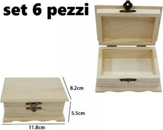 Set-6-Scatole-Box-Astuccio-In-Legno-Decoupage-Portagioie-Cofanetto-53376a