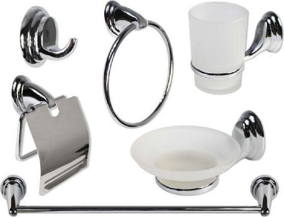 Set-6pz-Bagno-Acciaio-Cromato-Vetro-Satinato-Arredo-Casa-Sapone-Spazzolini-69985