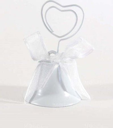 Set-6pz-Campanelle-Segnaposto-Cuore-Clip-Nastrino-Bianco-Segnatavola-Bomboniera-Wedding