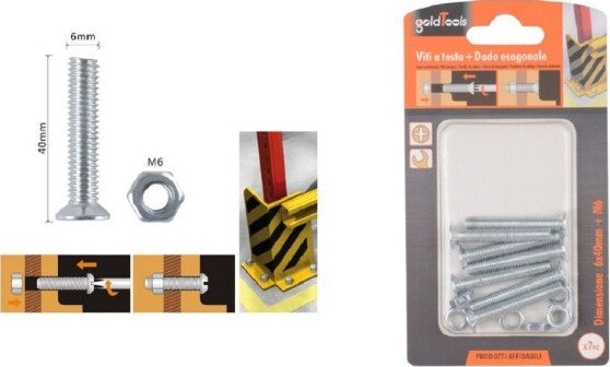 Set-7-Pezzi-Viti-Vite-Testa-A-Croce-Piatta-6-X-40-Mm-Con-Dado-Esagonale-M6-90945