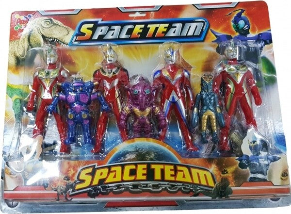 Set-7pz.-Power-Space-Team-Personaggi-Guerrieri-Eroi-Spaziali-Rangers-Giocattolo