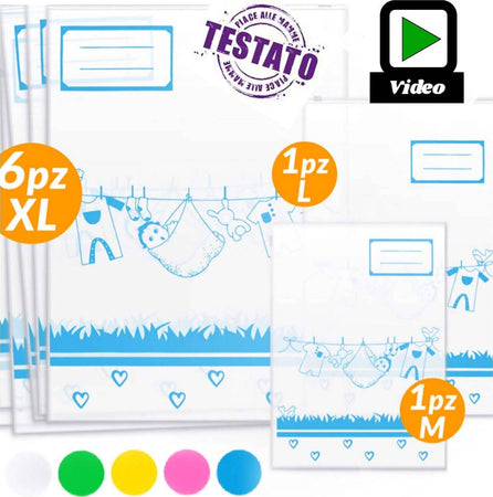 Set 8 Bustine Porta Indumenti per Corredino Neonato Sacche Nascita Bebè Borse Plastica Prova Inodore Buste Unisex Trasparenti Casa e cucina/Organizzazione interni/Organizzazione guardaroba/Sacchetti salvaspazio Sanitaria Gioia del Bimbo - Villa San Giovanni, Commerciovirtuoso.it