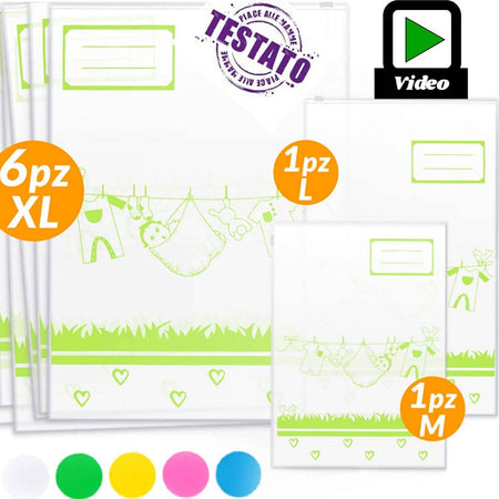 Set 8 Bustine Porta Indumenti per Corredino Neonato Sacche Nascita Bebè Borse Plastica Prova Inodore Buste Unisex Trasparenti Casa e cucina/Organizzazione interni/Organizzazione guardaroba/Sacchetti salvaspazio Sanitaria Gioia del Bimbo - Villa San Giovanni, Commerciovirtuoso.it