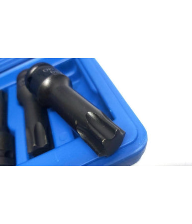 Set 8 Pezzi Chiavi Bussole Torx Attacco 1/2" T30 T80 A Impatto Lunghe 78 Mm