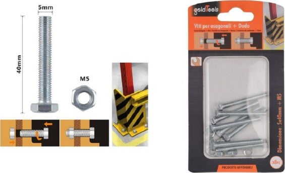 Set-8pz-Vite-Viti-Per-Esterno-A-Testa-Esagonali-5-X-40-Mm-Con-Dadi-Dado-M5-90912