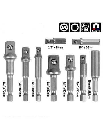 Set 9 Pz Adattatori Per Bussola 1/4" 3/8" 1/2" Per Avvitatore Trapano Sdy-96032