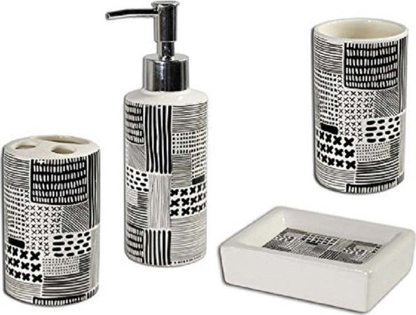SET BAGNO NERO IN CERAMICA DISPENSER SAPONE PORTA SAPONETTA BICCHIERE SPAZZOLINI Trade Shop italia - Napoli, Commerciovirtuoso.it