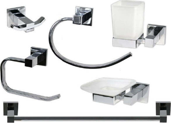 Set-Bagno-Quadrato-Acciaio-Cromato-E-Vetro-Satinato-6-Pezzi-Arredo-Moderno-52920