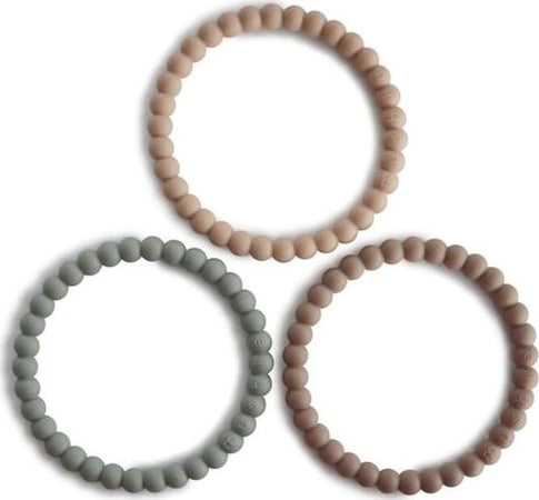 Set Braccialetti Massaggiagengive Mushie Celeste/Sabbia Prima infanzia/Succhietti e massaggiagengive/Succhietti La Casa Del Bebè - Napoli, Commerciovirtuoso.it