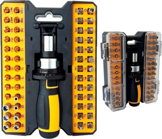 Set-Cacciavite-Con-Cricchetto-53-Pezzi-Inserti-Ph-Torx-Taglio-Croce