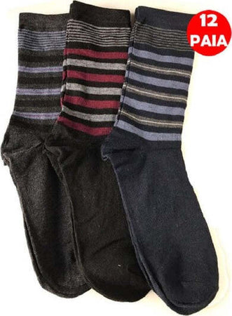 Set-Calzini-A-Righe-Per-Uomo-Mezza-Gamba-In-Cotone-Caldo-Tg-40/46-Caldo-Inverno