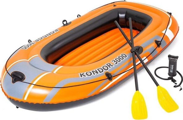 Set-Canotto-Gommone-Kondor-3000-232x115x36cm-Con-Remi-124-Cm-Pompa-Manuale-61102