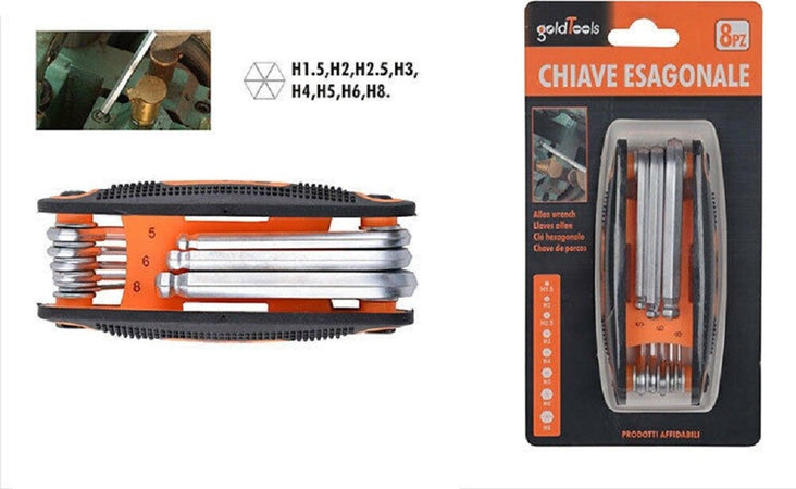 Set Chiave Esagonale Ball End 8 Chiavi Fai Da Te Ferramenta Chiavini Pieghevoli Casa, arredamento e bricolage > Bricolage e fai da te > Utensili Manuali > Chiavi da Lavoro Trade Shop italia - Napoli, Commerciovirtuoso.it