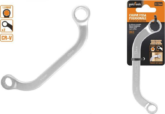 Set Chiave Fissa Poligonale Doppia A U Da 11-13mm Cromata Chrome Vanadium 97692 Fai da te/Utensili elettrici e a mano/Utensili a mano/Chiavi e chiavi inglesi/Chiavi a bussola Trade Shop italia - Napoli, Commerciovirtuoso.it