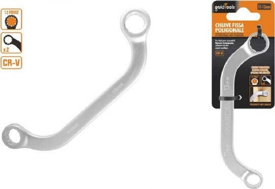 Set-Chiave-Fissa-Poligonale-Doppia-A-U-Da-11-13mm-Cromata-Chrome-Vanadium-97692