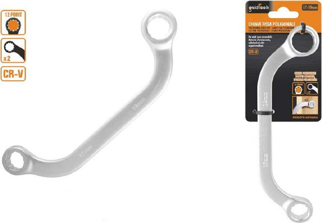 Set Chiave Fissa Poligonale Doppia A U Da 17-19 Mm Cromata Chrome Vanadium 97694 Fai da te/Utensili elettrici e a mano/Utensili a mano/Chiavi e chiavi inglesi/Chiavi a bussola Trade Shop italia - Napoli, Commerciovirtuoso.it