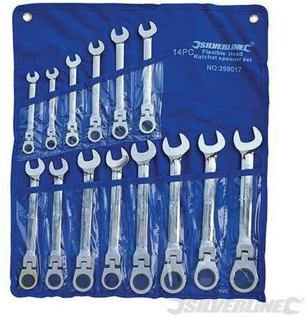 Set chiavi Silverline testa fissa croce cricchetto 180° acciaio da 8 a 24mm Prezzo