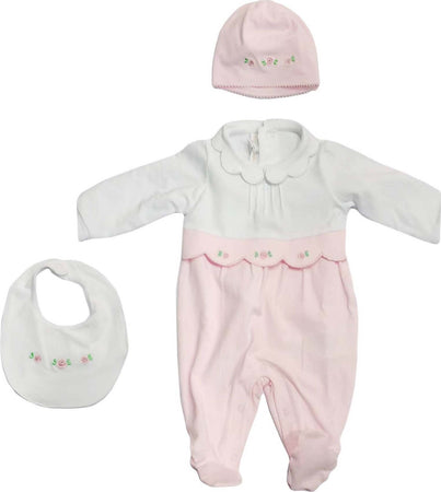 Set Completo Nascita Bimba Kit 5Pz. Tutina Completino Rosa e Bianco +1 Cappello +1Bavaglino +1 Coperta +1 Lenzuolo Ricamato Set Completo Nascita Bimba Sanitaria Gioia del Bimbo - Villa San Giovanni, Commerciovirtuoso.it