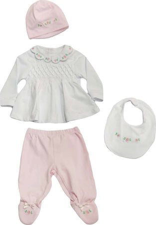 Set Completo Nascita Bimba Kit 5Pz. Tutina Completino Rosa e Bianco +1 Cappello +1Bavaglino +1 Coperta +1 Lenzuolo Ricamato Set Completo Nascita Bimba Sanitaria Gioia del Bimbo - Villa San Giovanni, Commerciovirtuoso.it