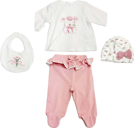 Set Completo Nascita Bimba Kit 5Pz. Tutina Completino Rosa e Bianco +1 Cappello +1Bavaglino +1 Coperta +1 Lenzuolo Ricamato Set Completo Nascita Bimba Sanitaria Gioia del Bimbo - Villa San Giovanni, Commerciovirtuoso.it