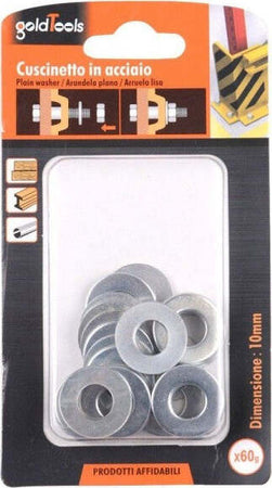 Set-Confezione-60gr-Rondelle-Piane-Piatte-Cuscinetto-In-Acciaio-Diam.-10mm-90831
