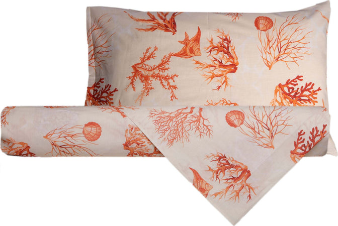 Set Copripiumino Federe Bifaccia Doubleface Parure Copripiumino Stampa Digitale 100% Cotone Made In Italy Coralli Rosso Casa e cucina/Tessili per la casa/Biancheria da letto/Copripiumini e set da letto/Copripiumini Novilunio - Sesto San Giovanni, Commerciovirtuoso.it