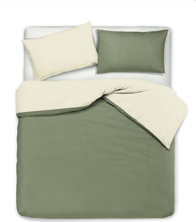 Set Copripiumino Federe Letto in Cotone Bicolor Double Face Colore Naturale E Salvia Parure Copripiumino Made in Italy Casa e cucina/Tessili per la casa/Biancheria da letto/Copripiumini e set da letto/Set copripiumini e federe Novilunio - Sesto San Giovanni, Commerciovirtuoso.it