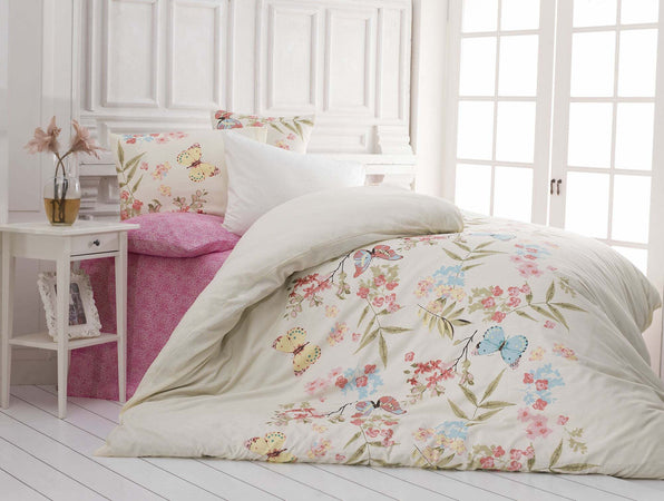 Set copripiumino in jersey con farfalle color Crema Casa e cucina/Tessili per la casa/Biancheria da letto/Copripiumini e set da letto/Copripiumini Scontolo.net - Potenza, Commerciovirtuoso.it