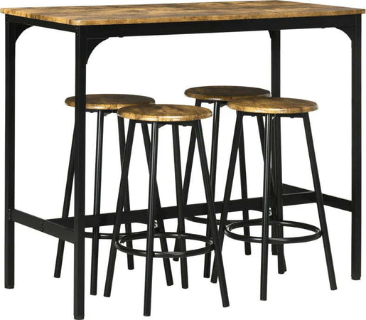 Set-da-Bar-5-pezzi-con-Tavolo-alto-e-4-Sgabelli-Stile-Industriale,-Marrone-e-Nero-WQ8835-890V00RBWQ8