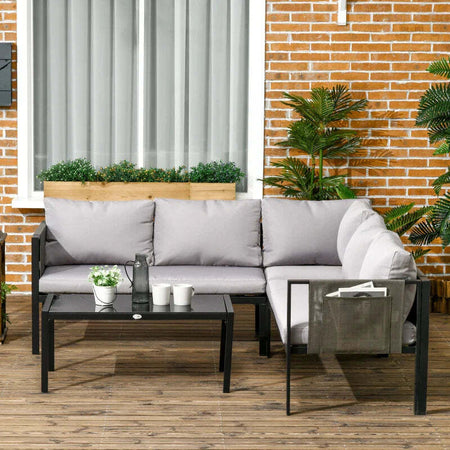 Set-da-Giardino-4-Pezzi-con-2-Divanetti,-Poltrona-Angolare-e-Tavolino-da-Caffè-in-Vetro-Temperato-84G-049V00LG