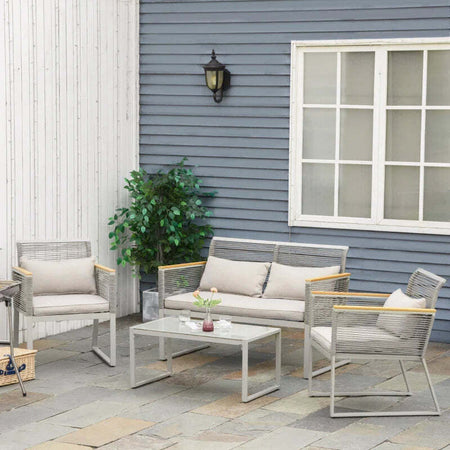 Set-da-Giardino-4-Pezzi-in-Rattan-PE-con-2-Poltrone,-Divanetto-e-Tavolino-da-Caffè-in-Vetro-Temperato-Grigio--867-100